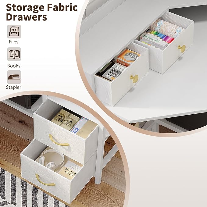 Corner Desk with 6 Drawers Shelves - Image 8
