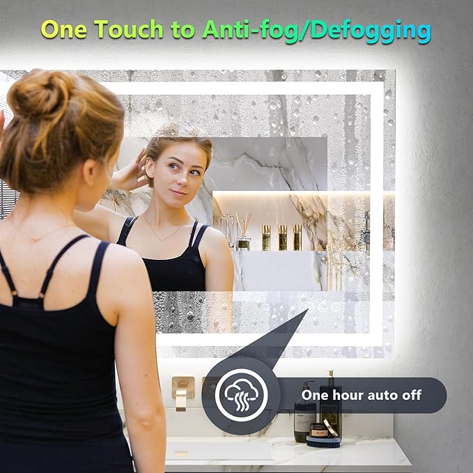 36x28 Inch RGB LED Bathroom Mirror Front Light and RGB Backlit Lighted Vanity - Image 5