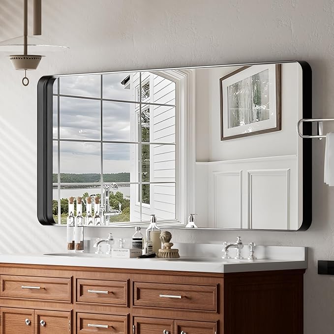 Bathroom Mirror 30x48 inch, Modern Round Corner Bathroom Vanity Mirror - Image 2