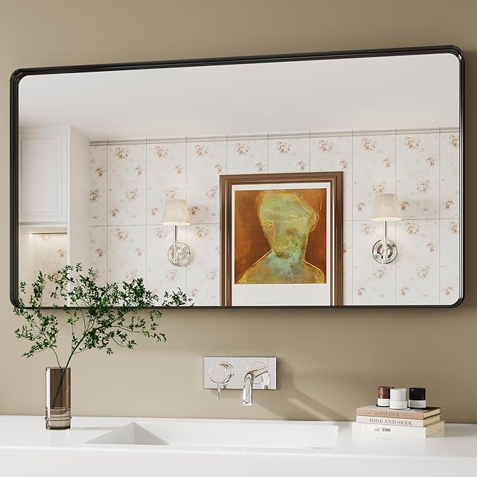 Black Mirror for bathroom30x55 inch, Bathroom Mirrors for Over Sink, Mirrors by protylctaster