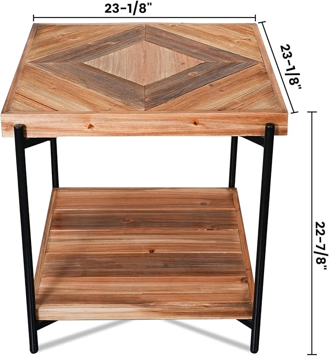 CONSDAN StoneCreek Solid Fir Wood Side Table - Image 3