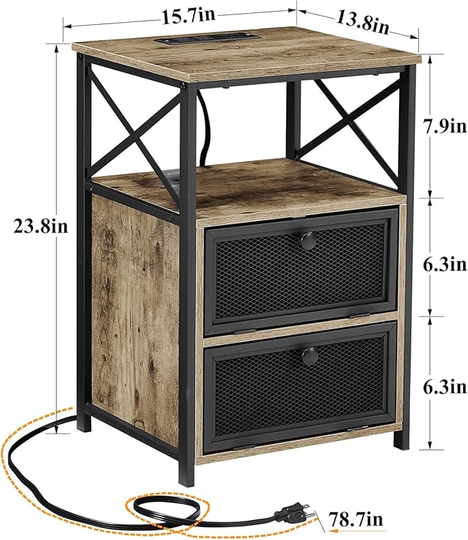 VECELO Dust Grey End Table - Image 3