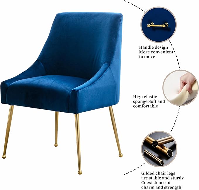 Modern Velvet Dining Chairs Set of 6, Contemporary Upholstered Furniture - Image 5