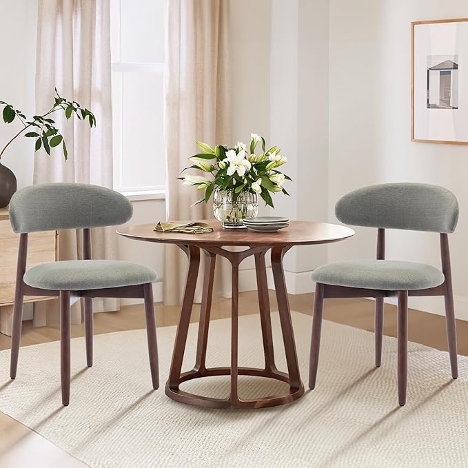 COLAMY Wooden Dining Chairs Set of 4, Modern Fabric Upholstered Dining Room - Image 3