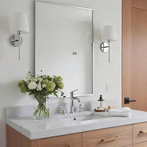 24x36 Inch Nickel Bathroom Mirror by Bonverre