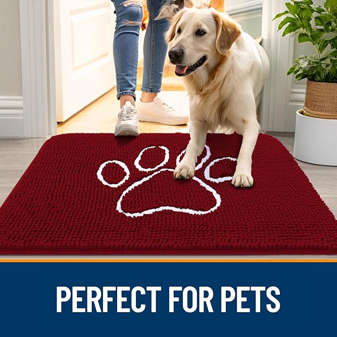OLANLY Door Mat for Muddy Dog Paws 36x24, Ultra Absorbent Chenille Mud Doormat - Image 6