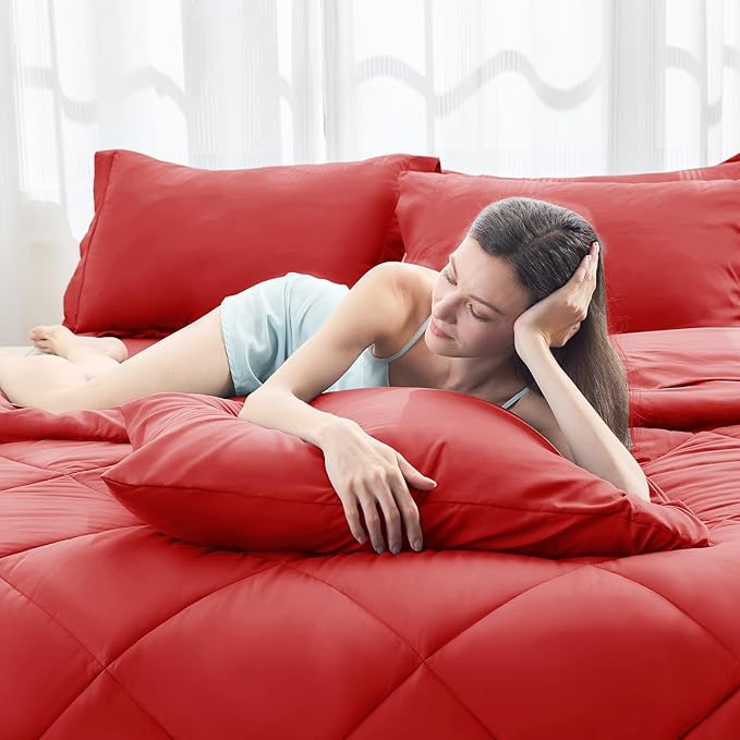HEVUMYI Red Twin-XL Comforter Set - Image 6