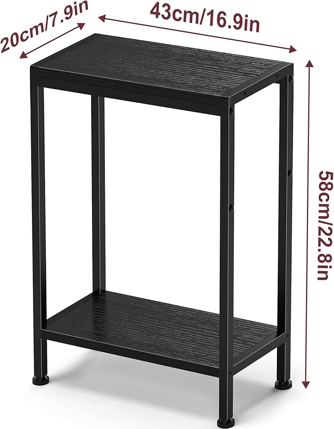 Narrow Side Table for Small Space, 2-Tier Small End Table - Image 3