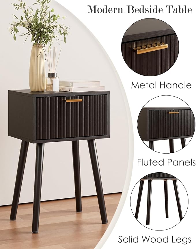 Night Stand, Small Modern Mid-Century Bedside Table - Image 6