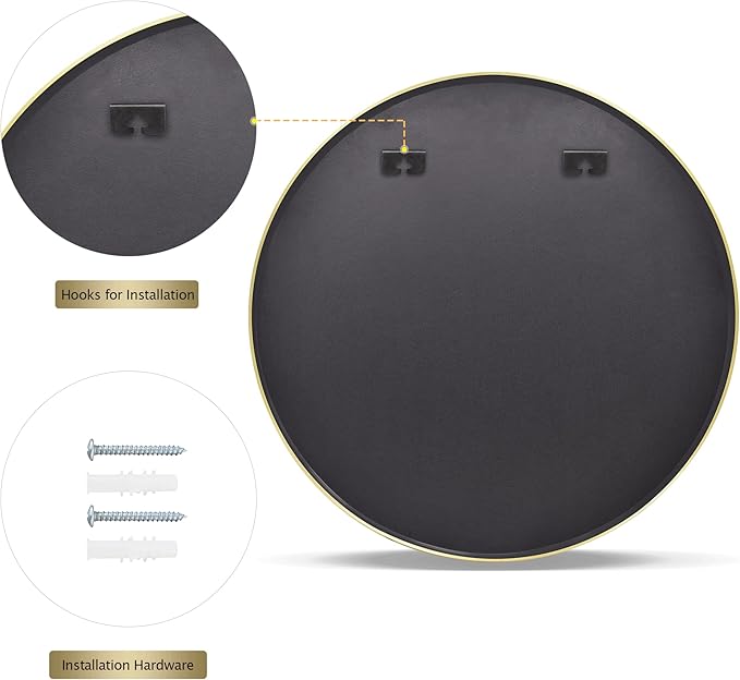Round Mirror 29.6" Black Wall Mounted Circle Mirrors Vanity Mirror - Image 7