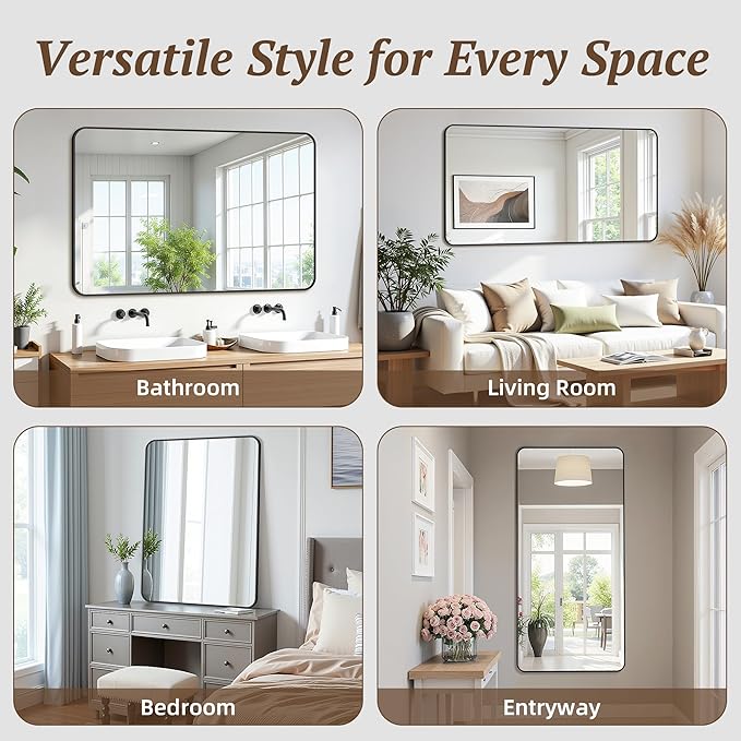 Bathroom Mirror 55" x 36", Large Rectangle Wall Mirror, Entryway Decor - Image 7