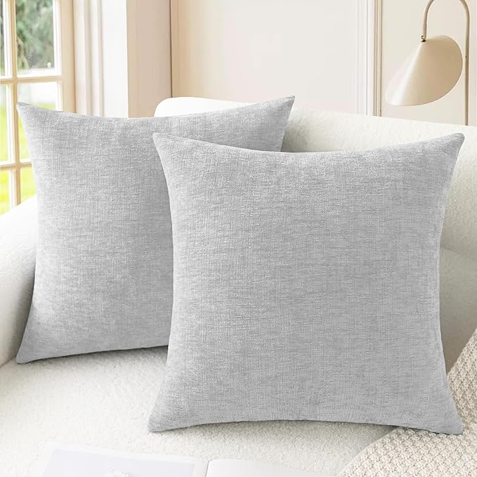 CaliTime Throw Pillow Covers Decorative 20 X 20 Inches Pack of 2 Cozy Chenille by CaliTime