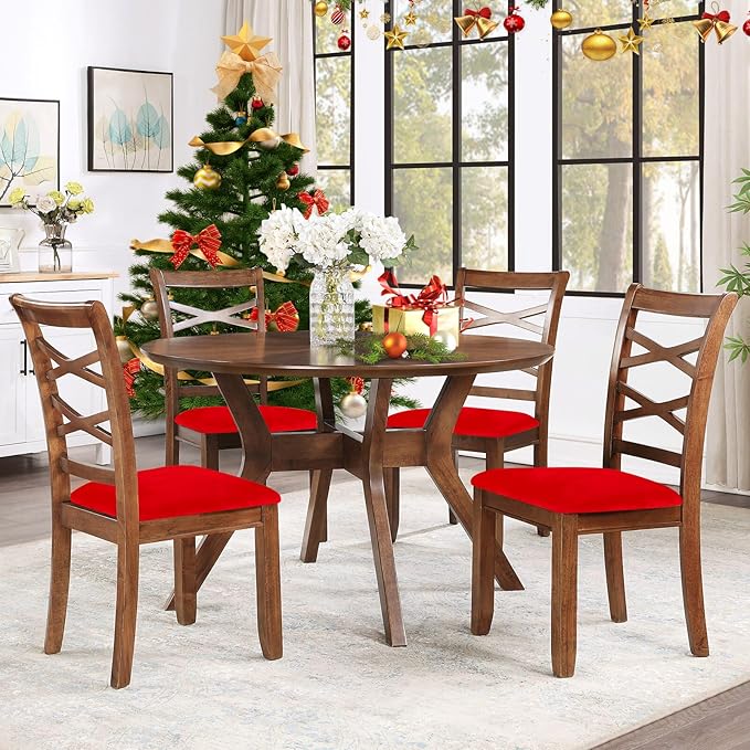 Smiry Velvet Seat Covers for Dining Room Chair Set of 2, Stretch Fit Removable - Image 8