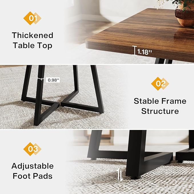 Tribesigns Square Dining Table for 10, 31.5" Industrial Dinner Table - Image 7