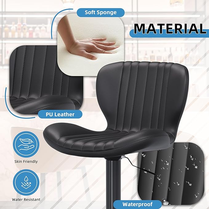 Shintenchi Bar Stools Set of 4 Modern Swivel Bar Chairs, Counter Height Faux - Image 7