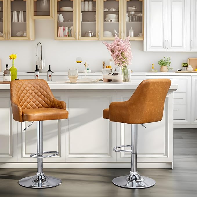 VECELO Adjustable Bar Stools Set of 2, Bar Height Stools - Image 6