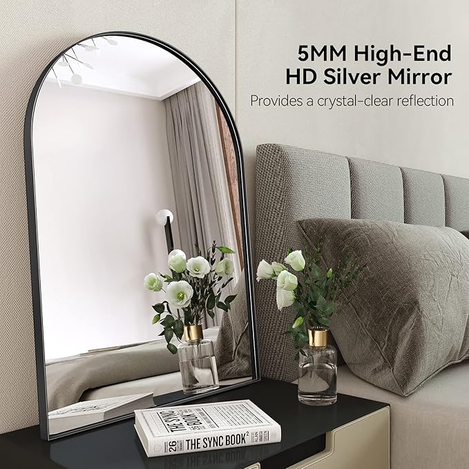 Brightify Arched Mirror, Arched Wall Mirror, 22 x 30 Inch Black Arch Mirror - Image 4