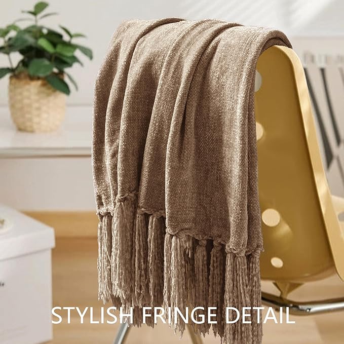 Chenille Throw Blanket for Couch 60"X 80" Twin, Soft Cozy Throws - Image 7