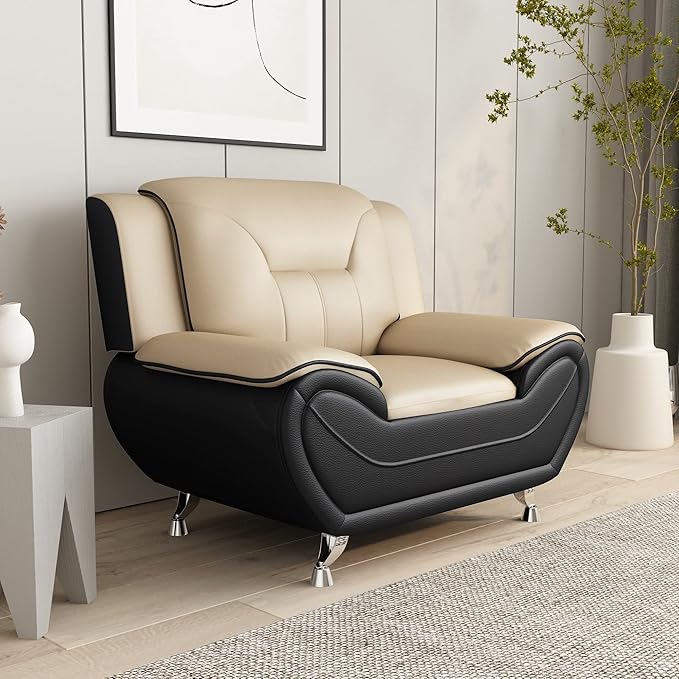 Container Furniture Direct Michael Modern Faux Leather Upholstered Stainless - Image 13