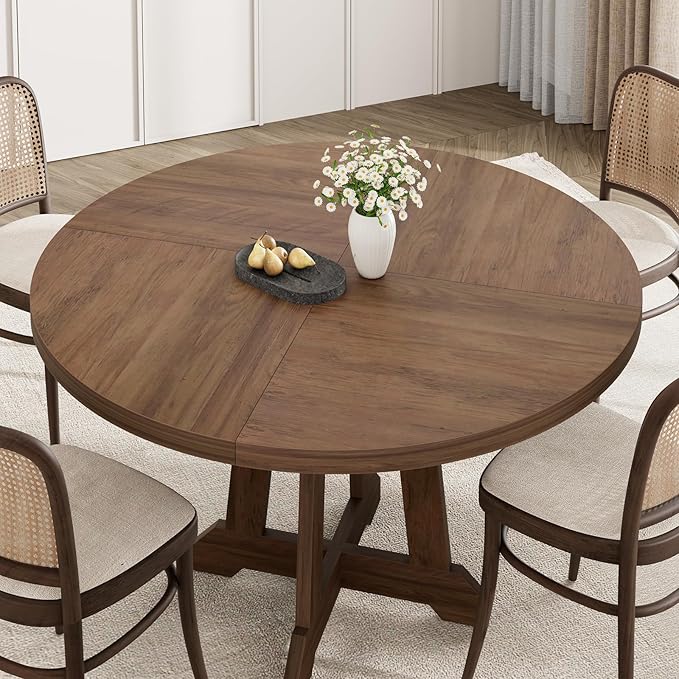 GarveeHome Round Dining Table for 4, Kitchen Dining Room Circle Dinner Pedestal - Image 3