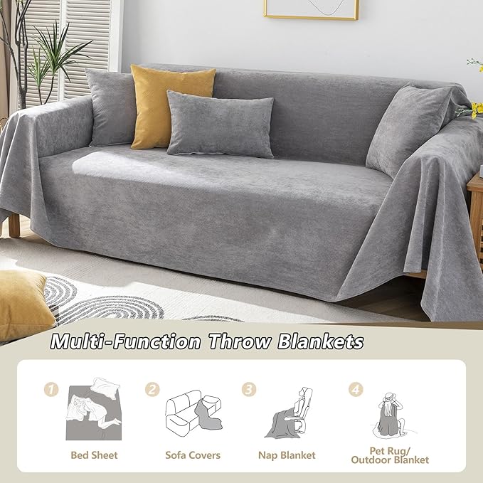 STACYPIK Waterproof Gray Sofa Cover Non-Slip Couch Cover - Image 8