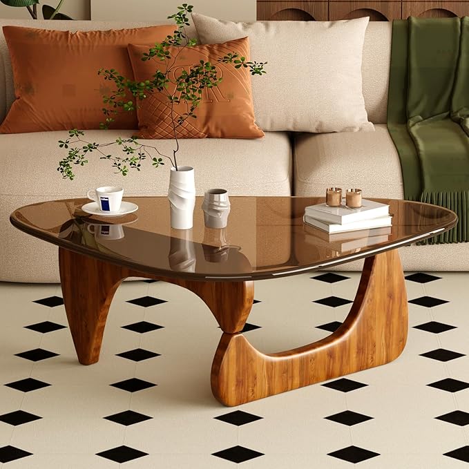 Glass Coffee Table for Living Room Mid Century Modern Triangle Center Table - Image 7