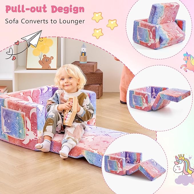 Toddler Couch, Toddler Chair, 2-in-1 Baby Seat Furniture Fold Out, Convertible - Image 3
