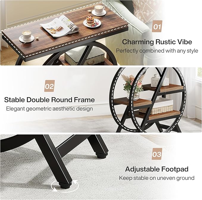 Tribesigns End Table for Living Room, 3-Tier Narrow Side Table - Image 7