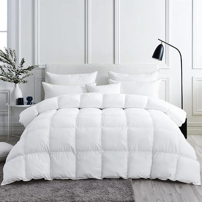 Luxurious White Solid Medium Weight, Palatial King Size Goose Feathers Down by EgyptianBedding