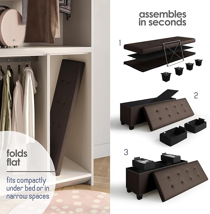 STORAGEBUD Storage Ottoman Bench - Image 6