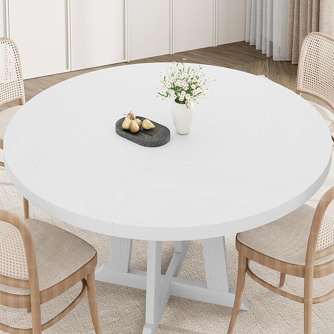 GarveeHome Round Dining Table for 4, Kitchen Dining Room Circle Dinner Pedestal - Image 3