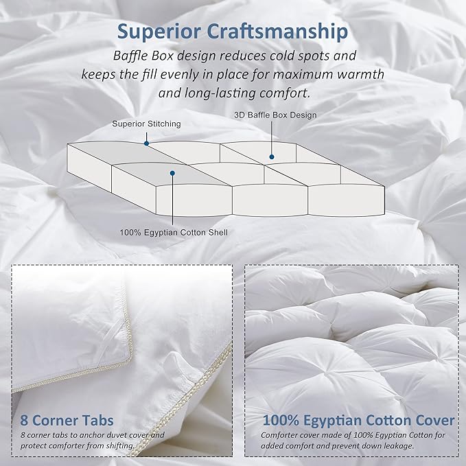 Luxurious Goose Down Feather Fiber Comforter Duvet Insert, Exquisite Pinch - Image 6