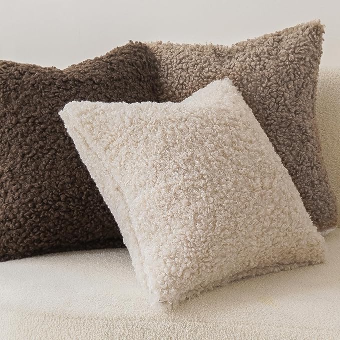 Foindtower 2 Pieces Teddy Faux Fur Throw Pillow Cover Decorative Sherpa Pillow - Image 4