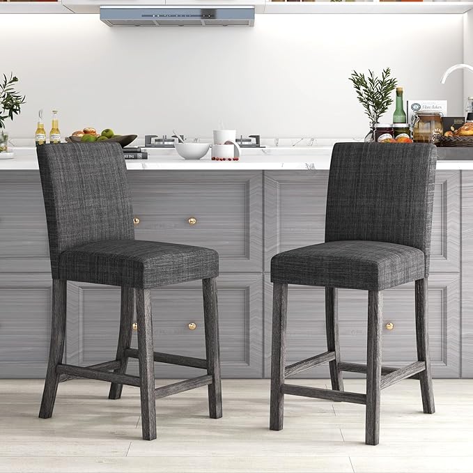 COSTWAY Upholstered Counter Height Stools Set of 4, Bar Stools w/Ergonomic - Image 8