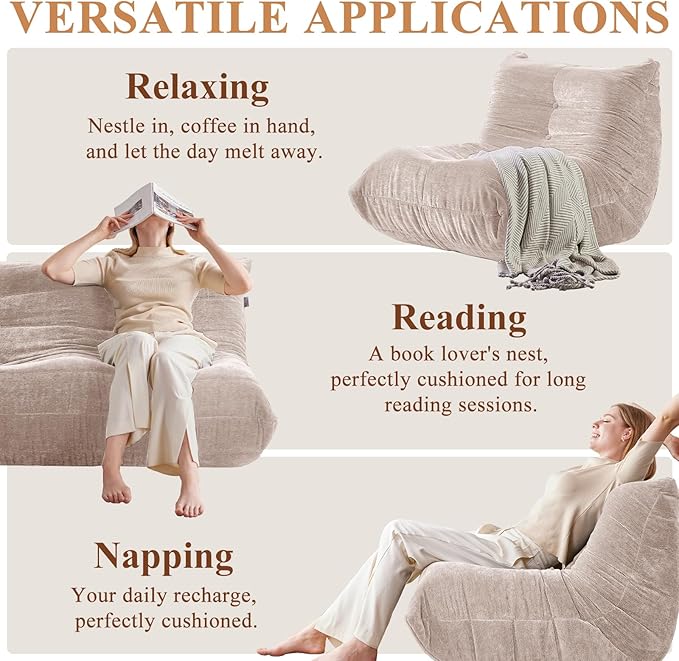 Bean Bag Chair, Loveseat Fireside Chair Large Bean Bag Sofa - Image 5