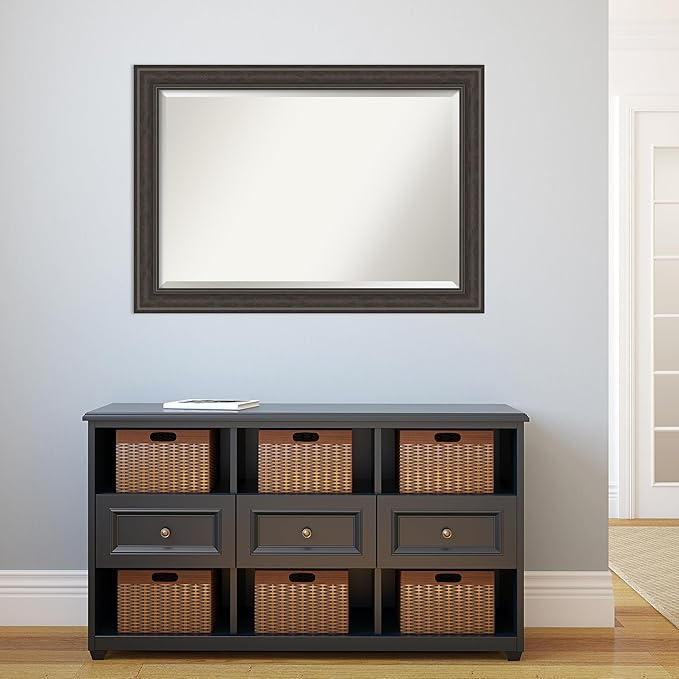 Amanti Art Brown Wall Mirror 30x42 Shipwreck Greywash Rectangle Bathroom Mirror - Image 6