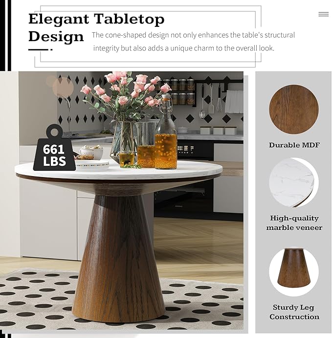 Wooden Kitchen Round Dining Table - Image 6