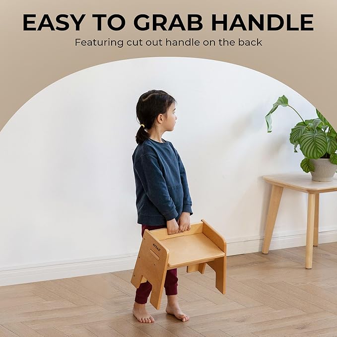 Wooden Step Stool for Kids, 14” One Step Stool for Toddlers, Heavy Duty Non-tip - Image 4