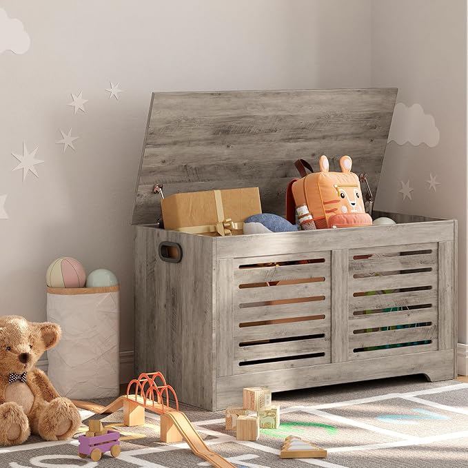 DINZI LVJ Storage Chest, Flip-Top Wooden Toy Box - Image 5