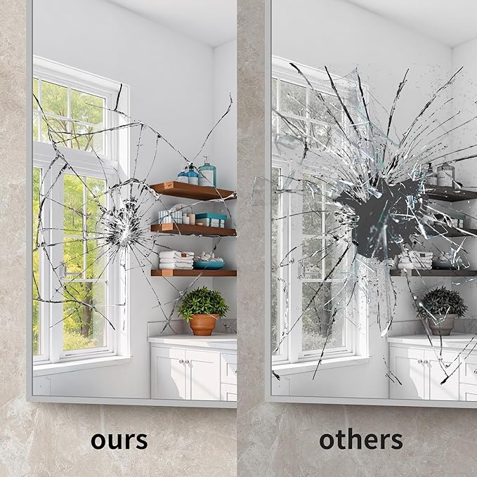YIROMAN Bathroom Mirror 60"x36", Large Brushed Silver Bathroom Mirror - Image 8