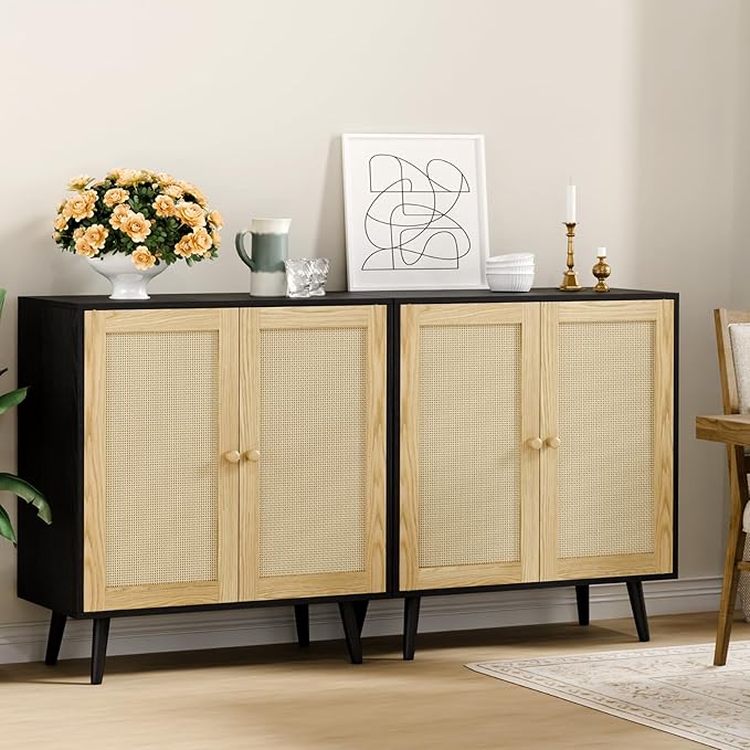 Rattan Sideboard Buffet, Accent Cabinet Cupboard Console Small Cabinet - Image 7
