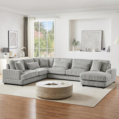 129" Oversized U Shaped Modular Sectional Sofa Couch by Unknown
