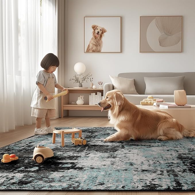 Washable Area Rugs 8ft Non-Slip Modern Abstract Soft - Image 6