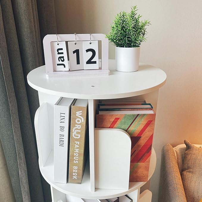 Heehee Rotating Bookshelf 360 Display Floor Standing Bookcase Storage Rack - Image 3