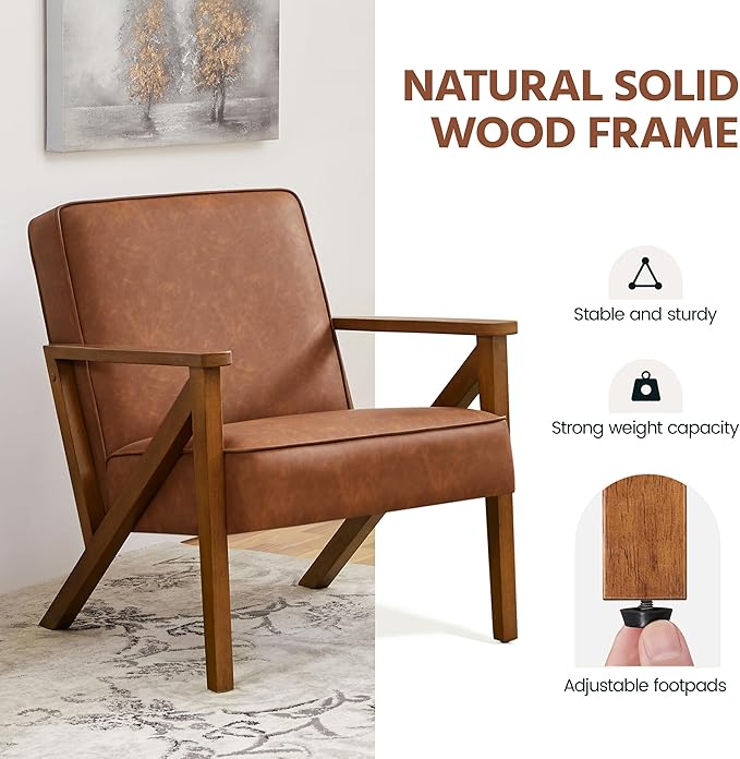 Yaheetech Accent Chair Faux Leather Armchair Lounge Chair - Image 8