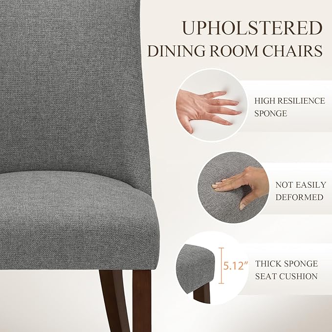 COLAMY Upholstered Dining Chairs Set of 6, Mid Century Modern Kitchen Chairs - Image 4