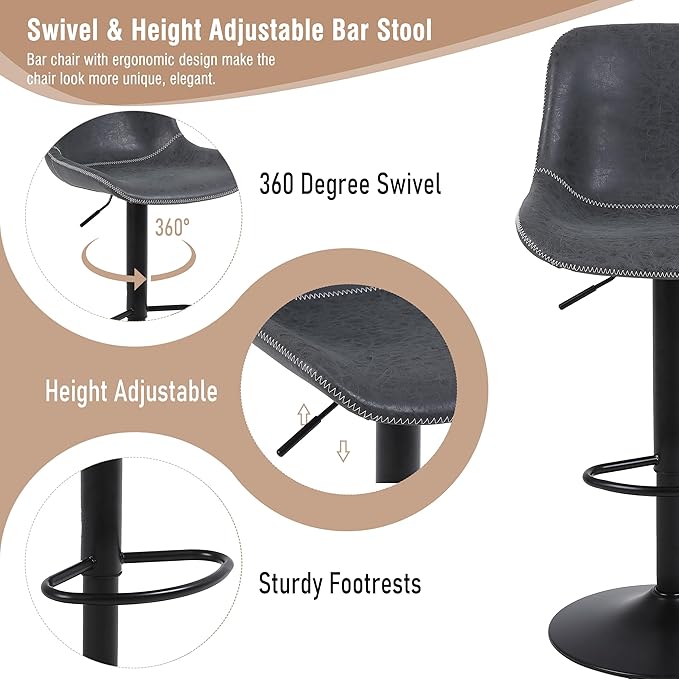Bar Stools, Swivel Counter Height Barstools - Image 5