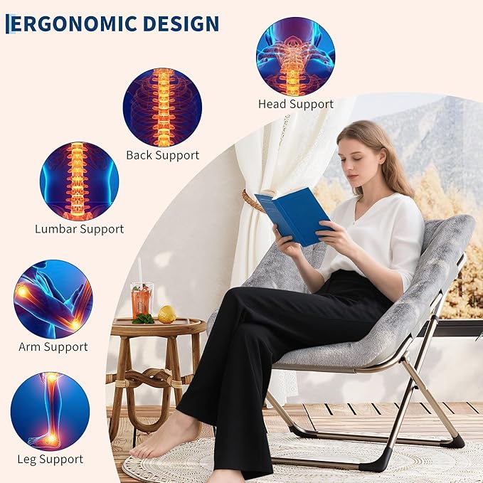 Comfy Chair for Adults, Foldable Living Room Chairs, Soft Faux Fur Folding - Image 4