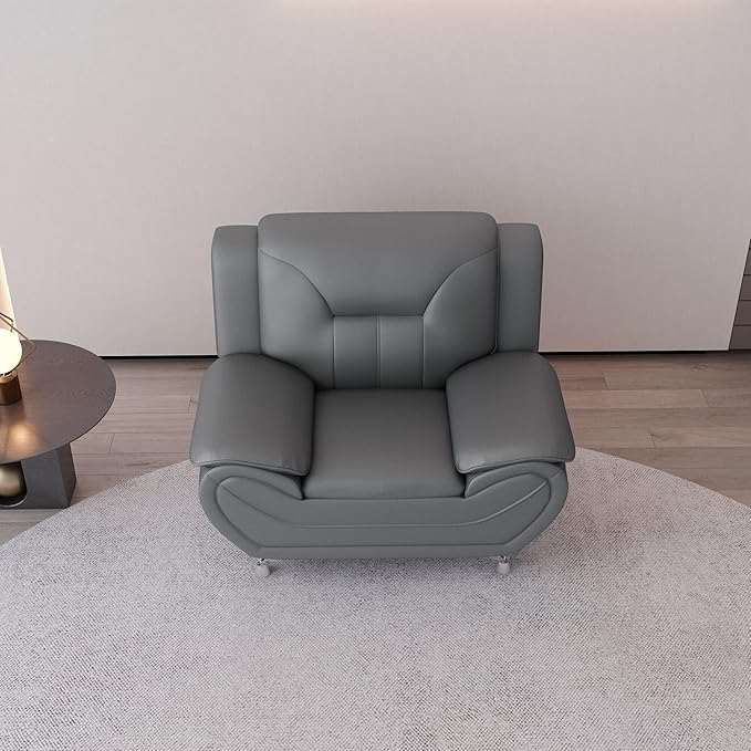 Container Furniture Direct Michael Modern Faux Leather Upholstered Stainless - Image 15