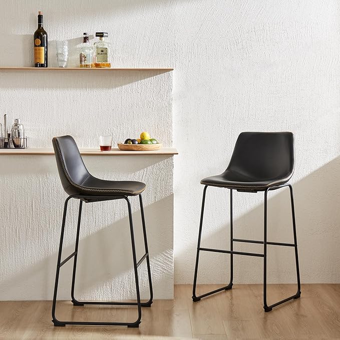 DUMOS 30 Inch Counter Height Bar Stools Set of 4, Modern Faux Leather High - Image 3